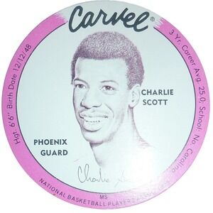 1975 Carvel Charlie‎ Scott Phoenix Suns NBA Basketball Round Card Premium 3.5"